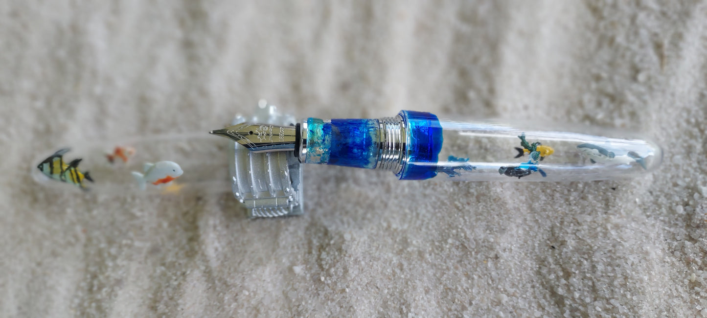 Oceanic Odyssey Glass Fountain Pen with sterling silver octopus-limited edition of 30